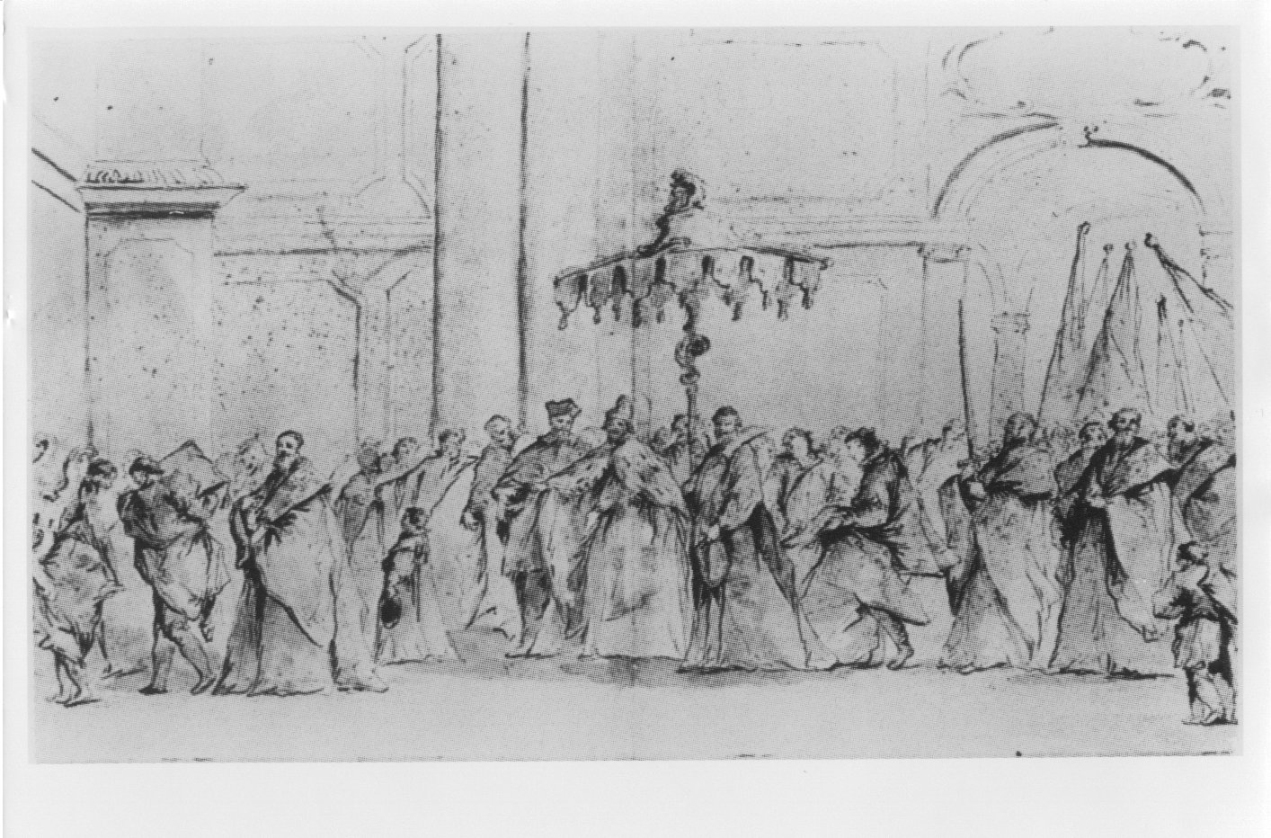Processione del doge alla basilica nel giorno di San Marco, Fasti veneziani (disegno) di Giovanni Antonio Guardi (XVIII)