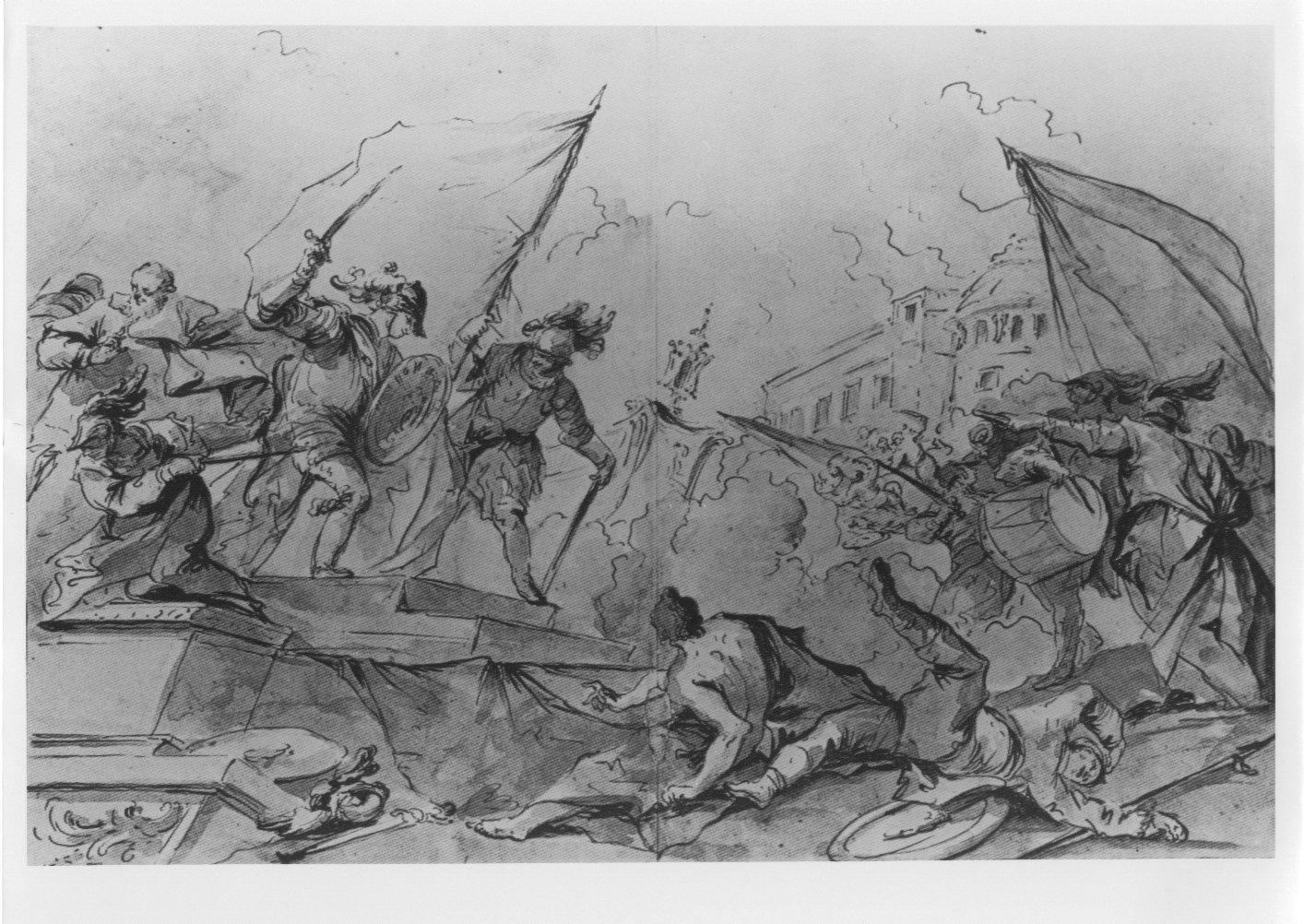 I veneziani vincono i pisani a Rodi (1098), Fasti veneziani (disegno) di Giovanni Antonio Guardi (XVIII)