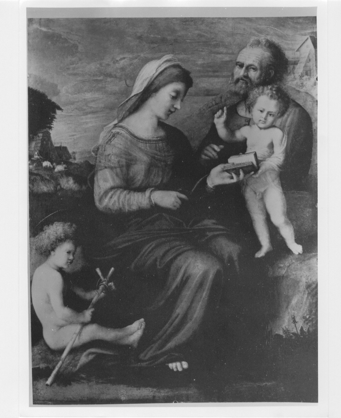 Sacra Famiglia con san Giovannino (dipinto) di Piero di Lorenzo detto Piero di Cosimo (XVI)