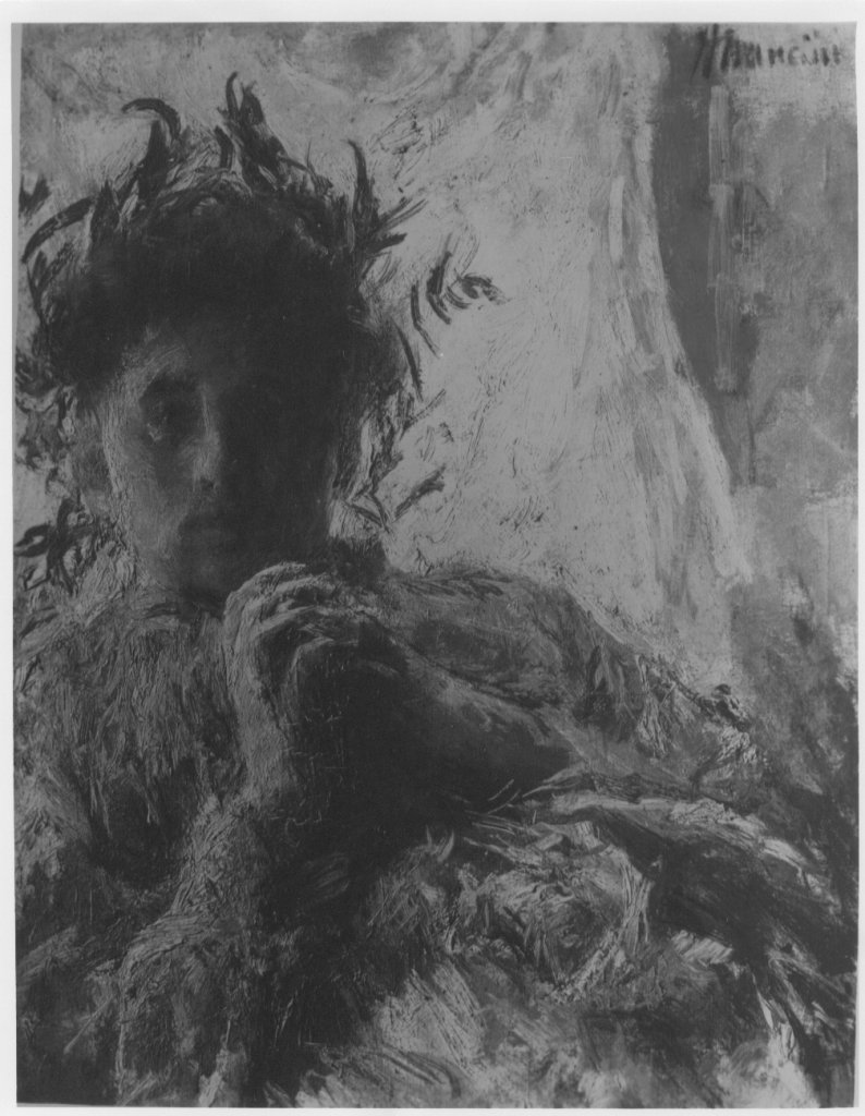 Ofelia (studio), Donna coperta di foglie a mani giunte (dipinto) di Mancini Antonio (sec. XIX)
