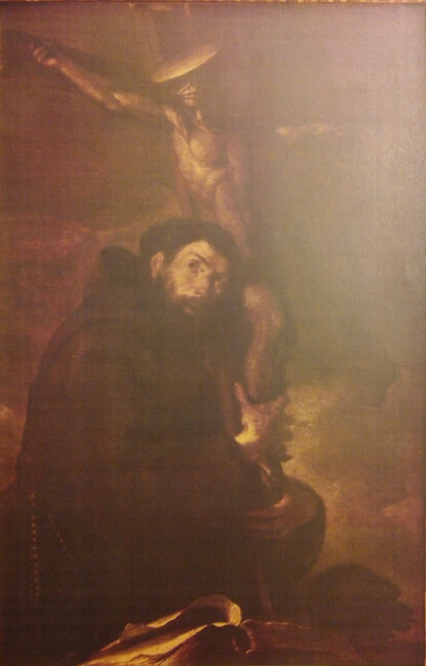 San Francesco d'Assisi abbraccia il crocifisso (dipinto) di Strozzi Bernardo (attribuito) (secondo quarto sec. XVII)