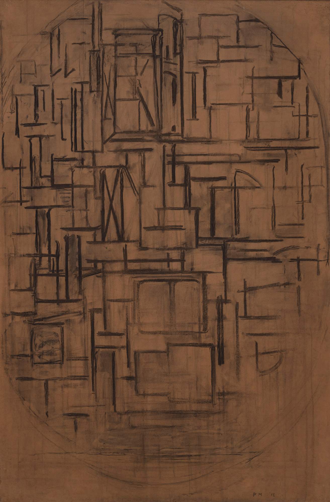 Impalcatura: Studio per Tableau III (Scaffold: Study for Tableau III), composizione astratta (disegno) di Mondrian Piet (primo quarto XX)