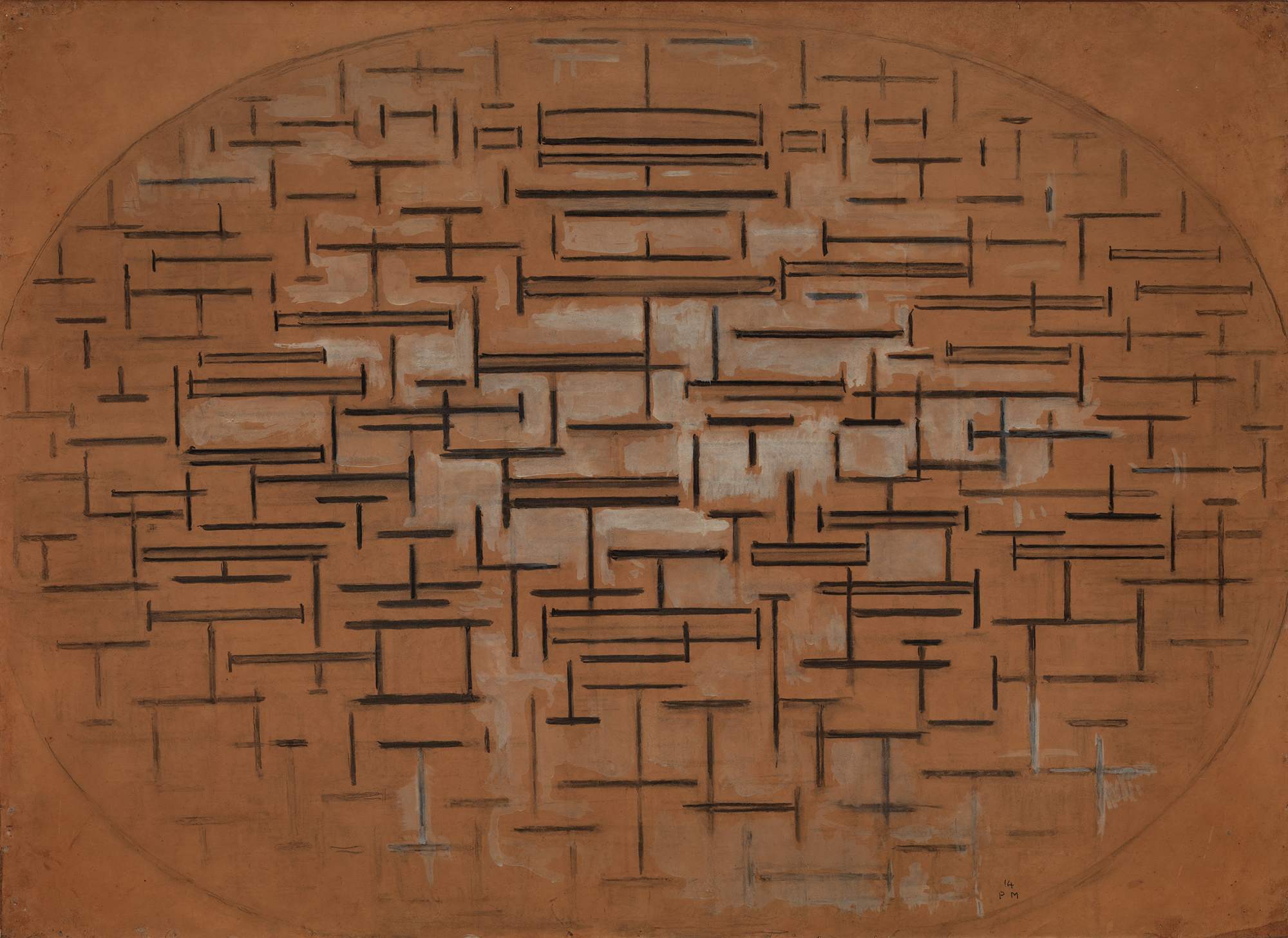 Oceano 5 (Ocean 5), composizione astratta (dipinto) di Mondrian Piet (primo quarto XX)