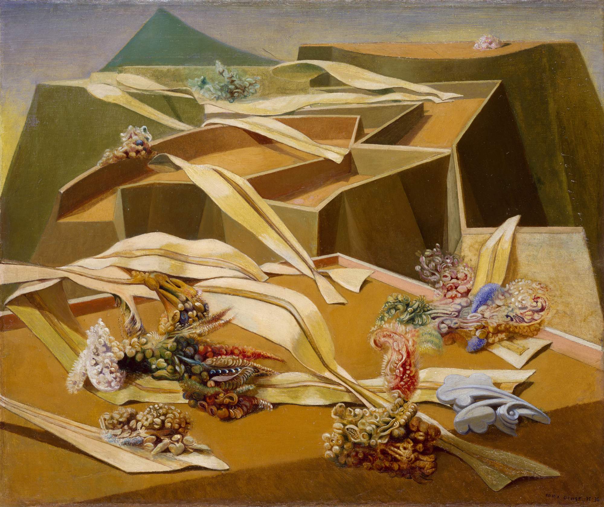 Giardino acchiappa aeroplani (Jardin gobe avions), paesaggio (dipinto) di Ernst Max (secondo quarto XX)