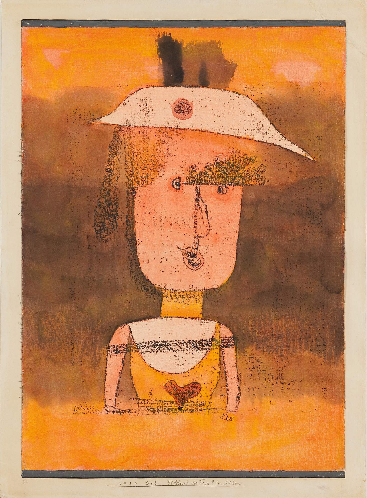 Ritratto di Frau P. nel Sud (Bildnis der Frau P. im Süden), ritratto (dipinto) di Klee Paul (primo quarto XX)