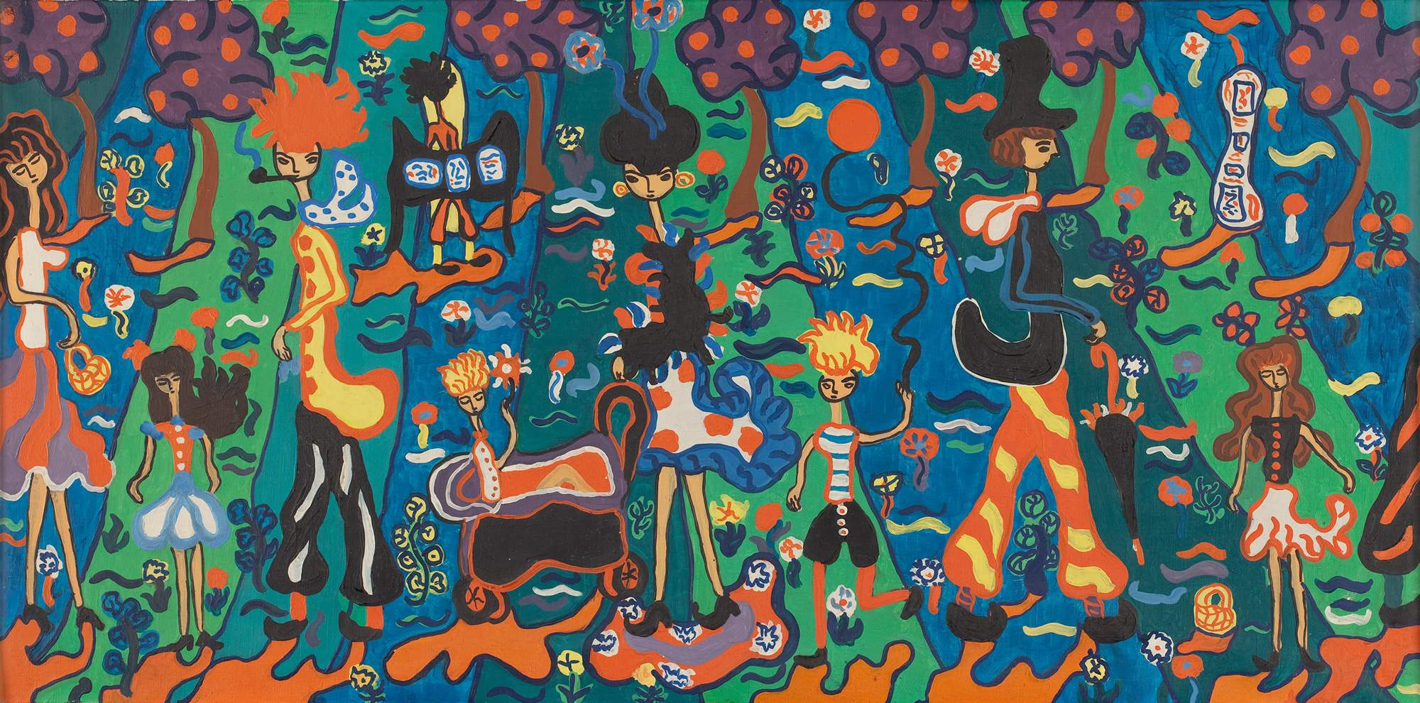 Nel parco (In the park), figure umane all'esterno (dipinto) di Vail Pegeen detta Pegeen (terzo quarto XX)