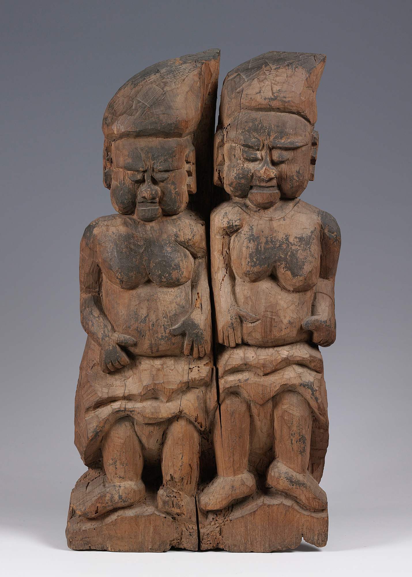Wagōjin, figura maschile e femminile (scultura) - ambito giapponese (XV)