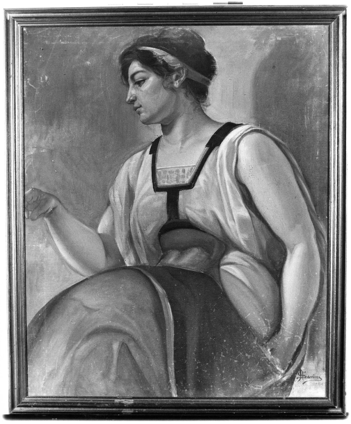 Studio per Sibilla (I), figura femminile (dipinto, opera isolata) di Savini Alfredo (sec. XX)
