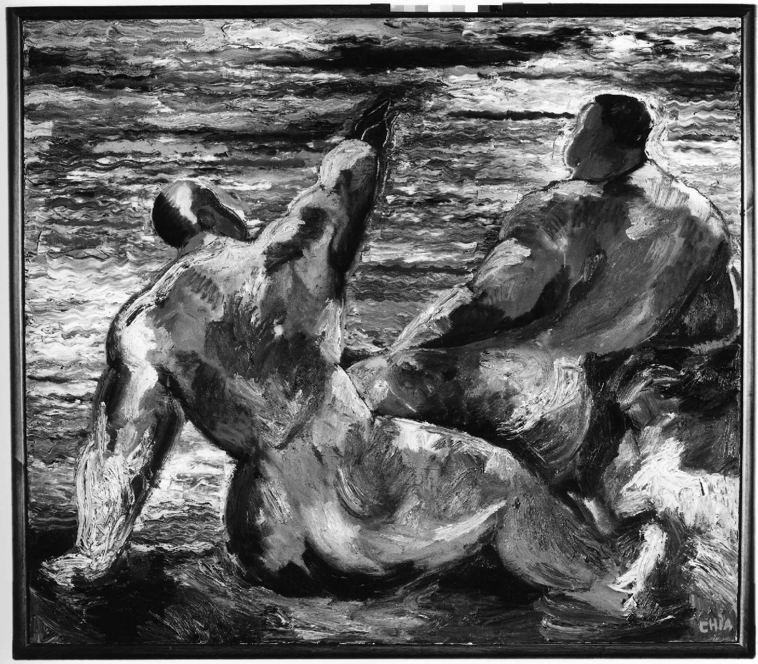 Nostalgic Figures, figure maschili e femminili (dipinto, opera isolata) di Chia Sandro (sec. XX)