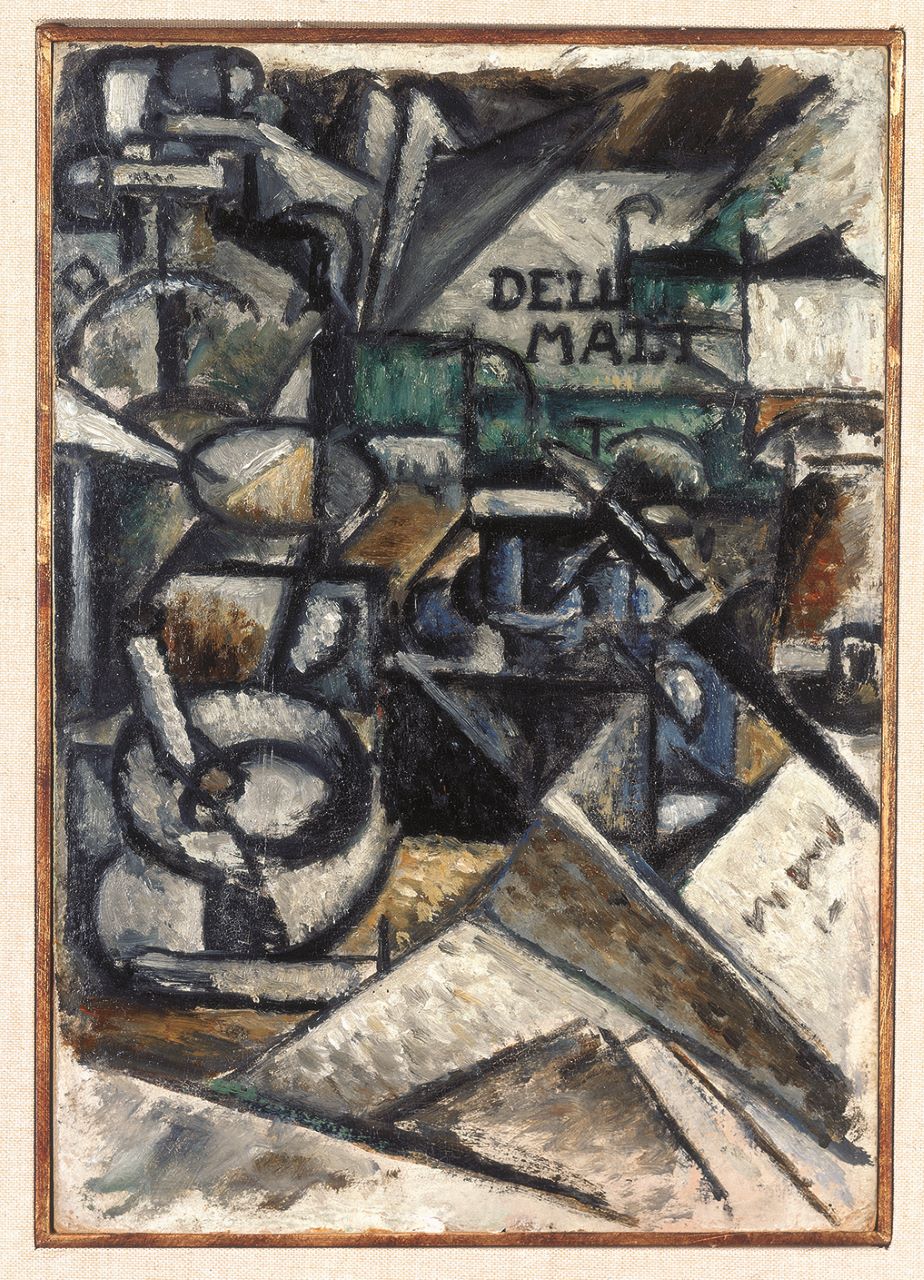 Nature morte, encrier (Scomposizione di piani plastici), natura morta (dipinto, opera isolata) di Soffici Ardengo (XX)