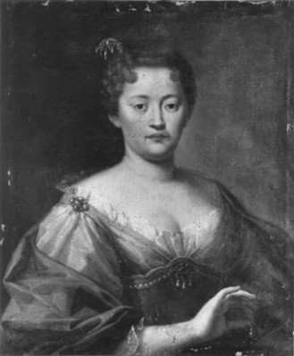 Ritratto di gentildonna di casa Patrizi nelle vesti di Cleopatra (Angela Carpegna Patrizi? 1671? -† 1718, moglie di Patrizio III, marchese di Castel Giuliano) (dipinto) di Pietro Nelli (attribuito) - ambito romano (metà XVIII)