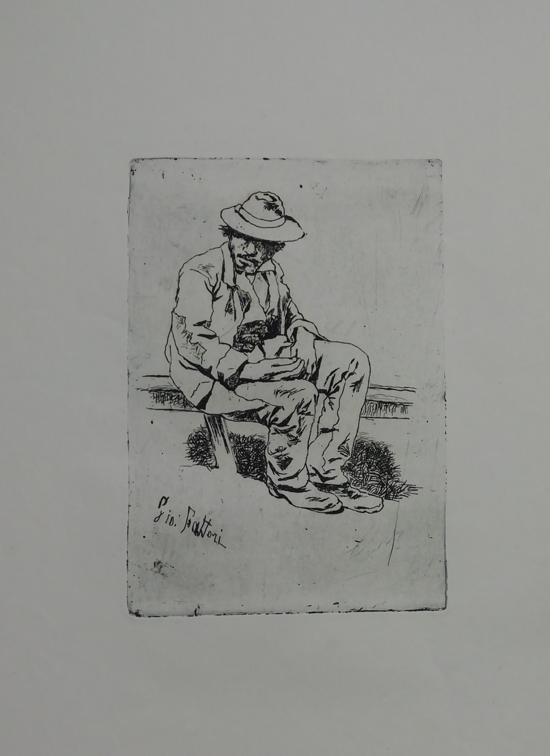 Buttero, figura maschile (stampa) di Fattori Giovanni (attribuito) (XIX/XX)