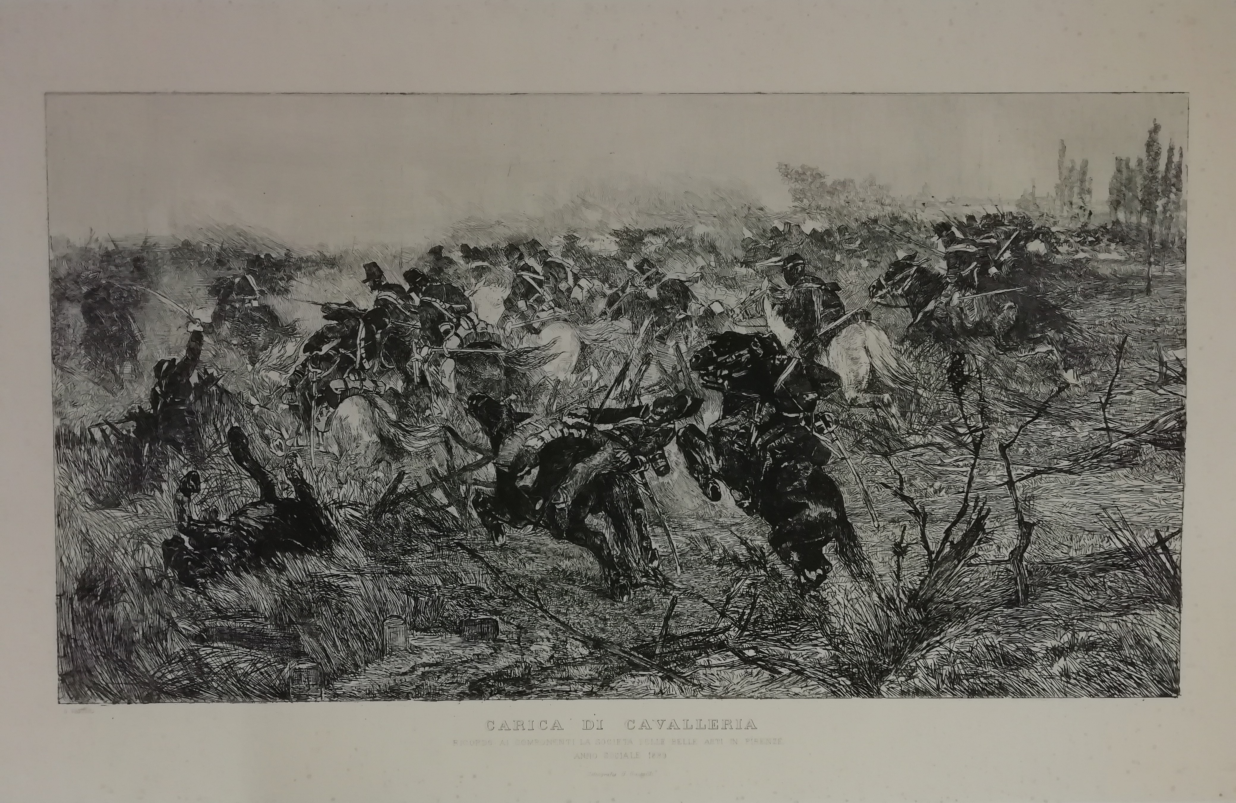battaglia tra soldati (stampa) di Fattori Giovanni (attribuito) (XIX)