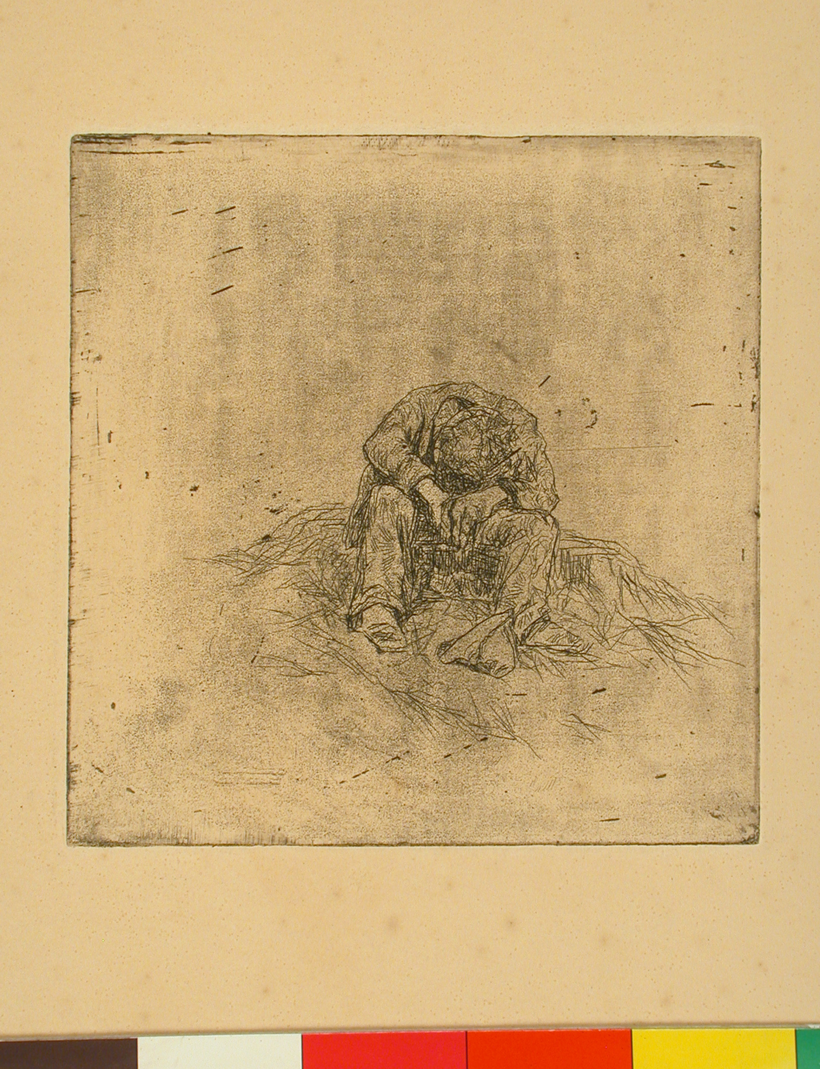 Il vagabondo, figura maschile (stampa) di Fattori Giovanni (XIX/ XX)