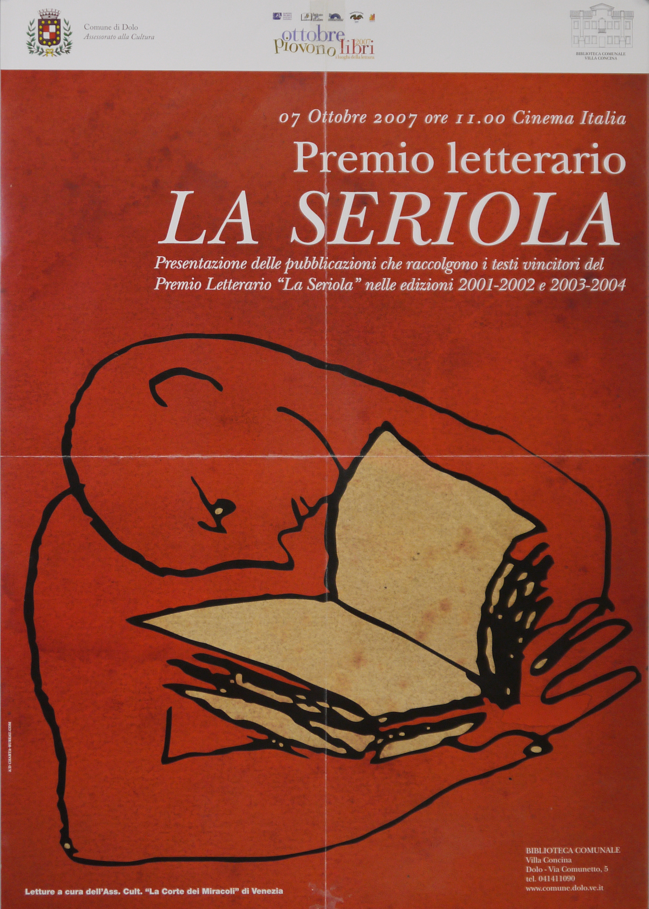 grafica con silhouette di figura maschile con libro (locandina) - ambito veneto (inizio XXI)