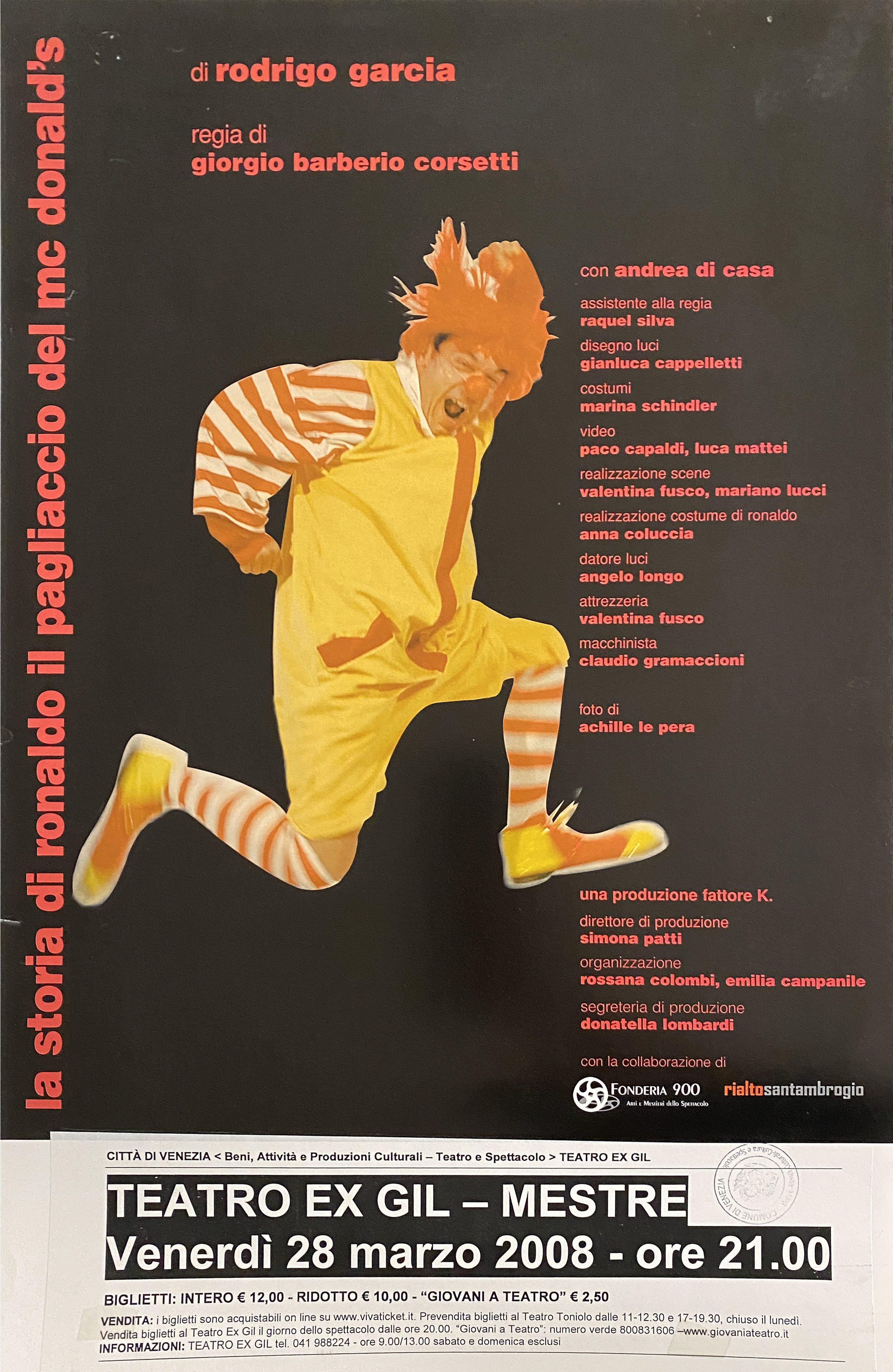 pagliaccio Ronald McDonald su fondo monocromo nero (locandina) - ambito veneto (inizio XXI)