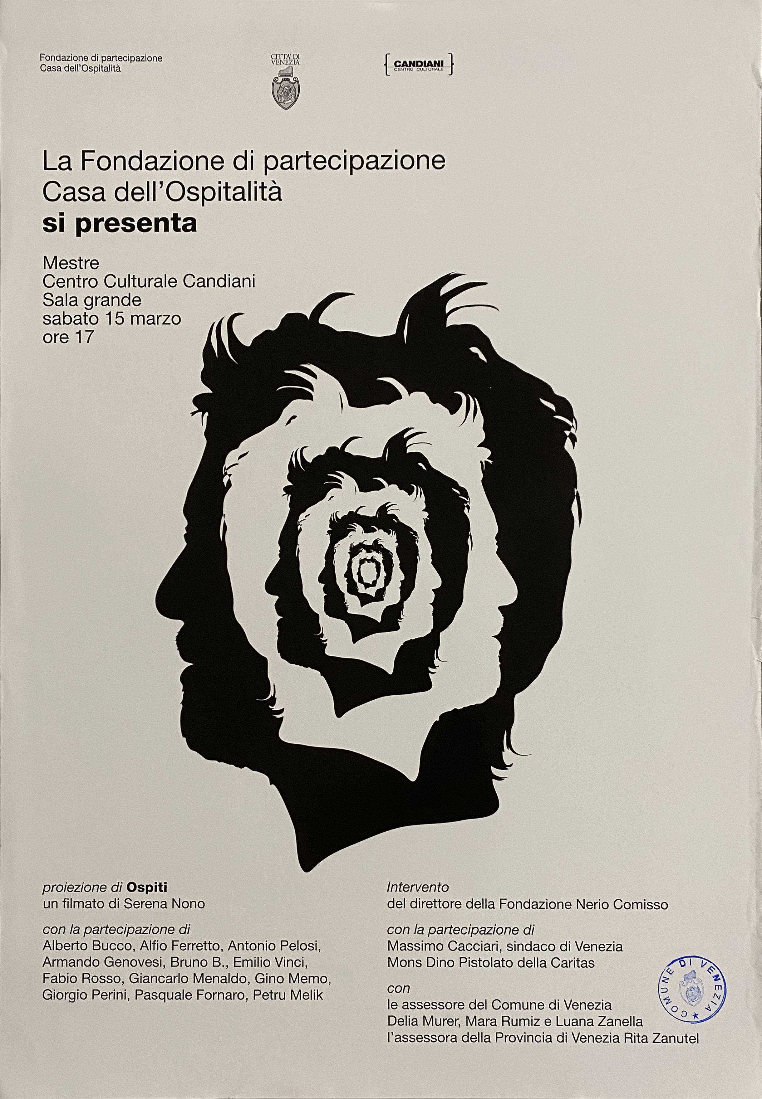 nove volti maschili di profilo inseriti l'uno dentro l'altro (locandina) - ambito veneto (inizio XXI)