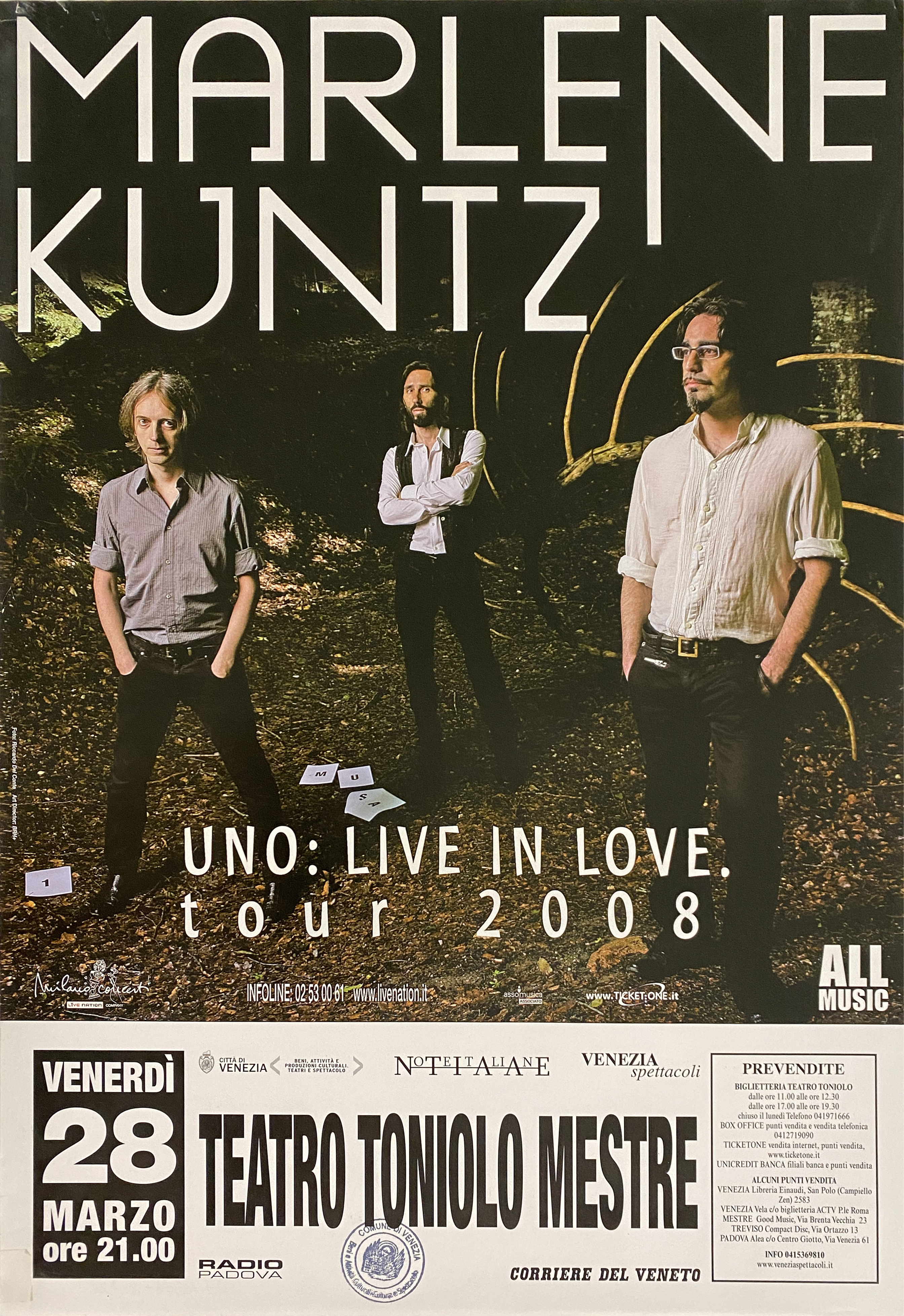 riproduzione di fotografia di Riccardo Del Conte raffigurante il gruppo musicale dei Marlene Kuntz (locandina) di BRH+ (inizio XXI)