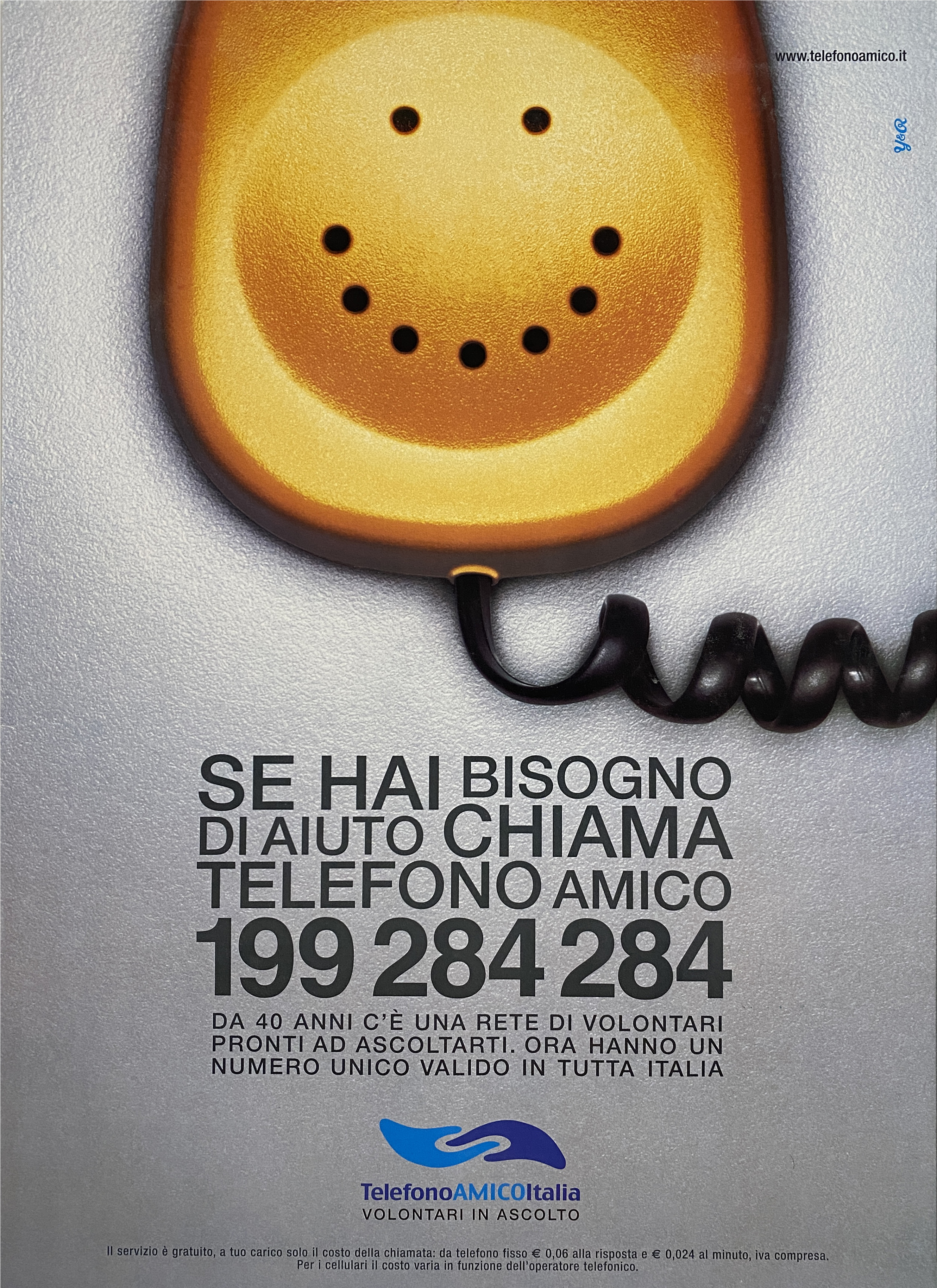 riproduzione di fotografia con cornetta del telefono (locandina) - ambito italiano (inizio XXI)