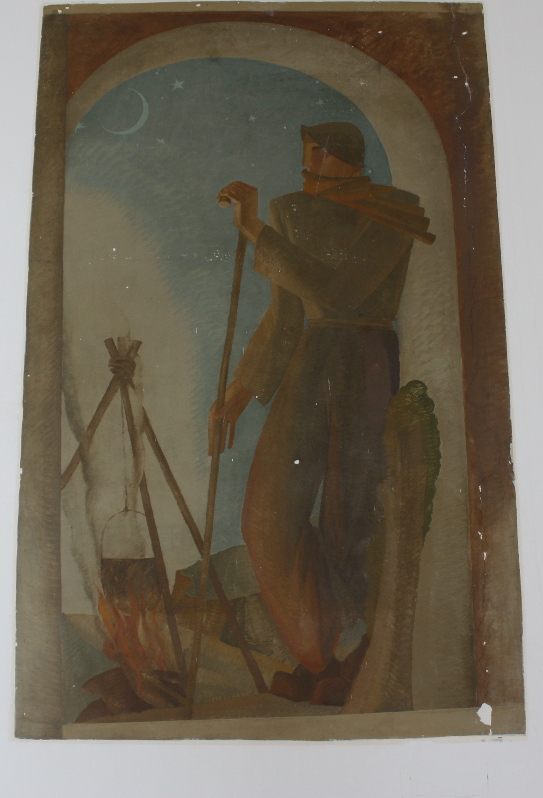 alpinista, figura maschile stante (dipinto, pendant) di La Rovere Virginio (attribuito) (XX)