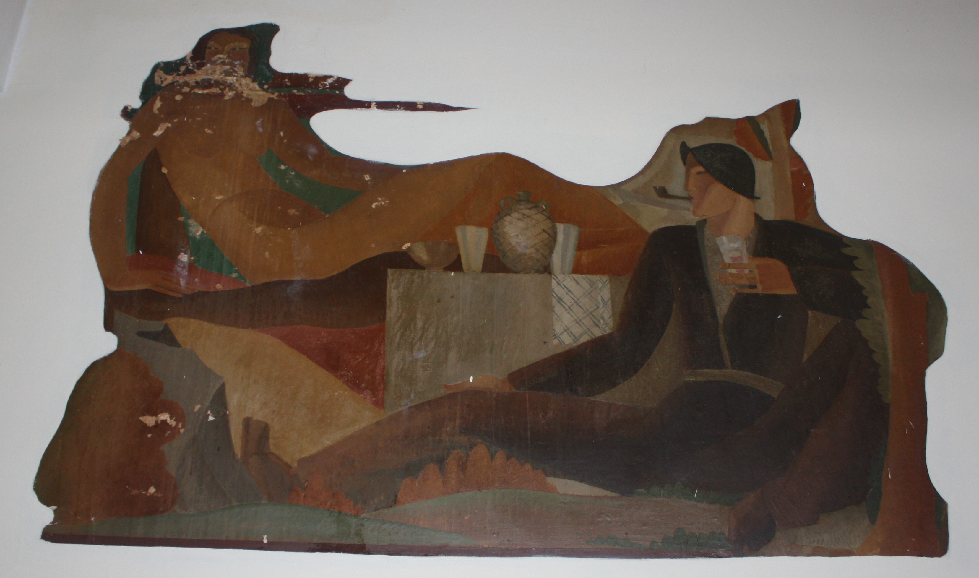 coppia distesa, un uomo e una donna distesi (dipinto, opera isolata) di La Rovere Virginio (attribuito) (XX)