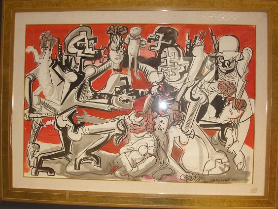 Strage, scena di guerra (dipinto, serie) di Mazzacurati Marino (attribuito) (XX)