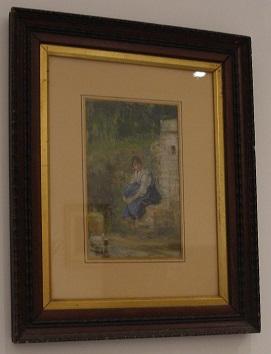 Giovinetta seduta, figura femminile (dipinto, opera isolata) di Michetti Francesco Paolo (attribuito) (XIX)
