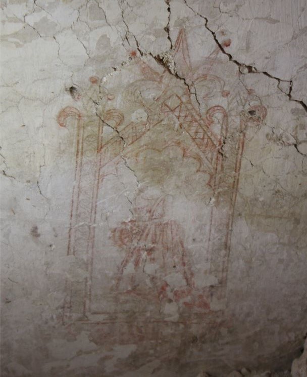 santa caterina entro nicchia gotica, figura femminile stante (dipinto, opera isolata) - ambito abruzzese (XV)