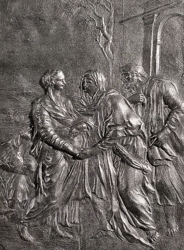 Visitazione (rilievo, opera isolata) di Carlo Maratta o Maratti (attribuito) (sec. XVII)