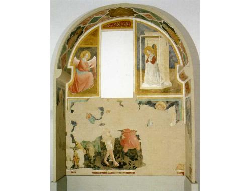 Annunciazione (dipinto, frammento) di Maestro di Campodonico (attribuito) (prima metà sec. XIV)