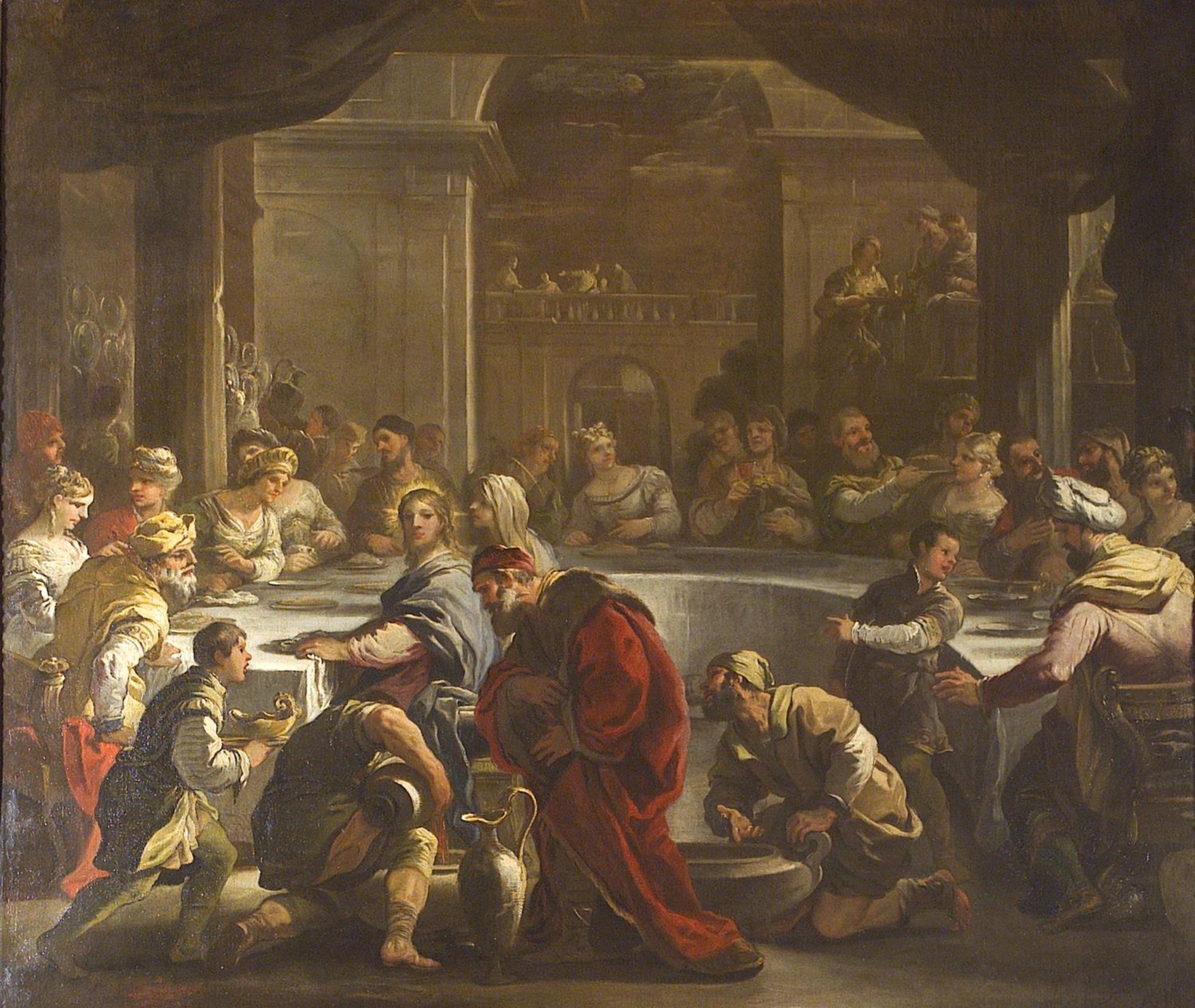 Nozze di Cana (dipinto, opera isolata) di Giordano Luca (attribuito) (XVII)