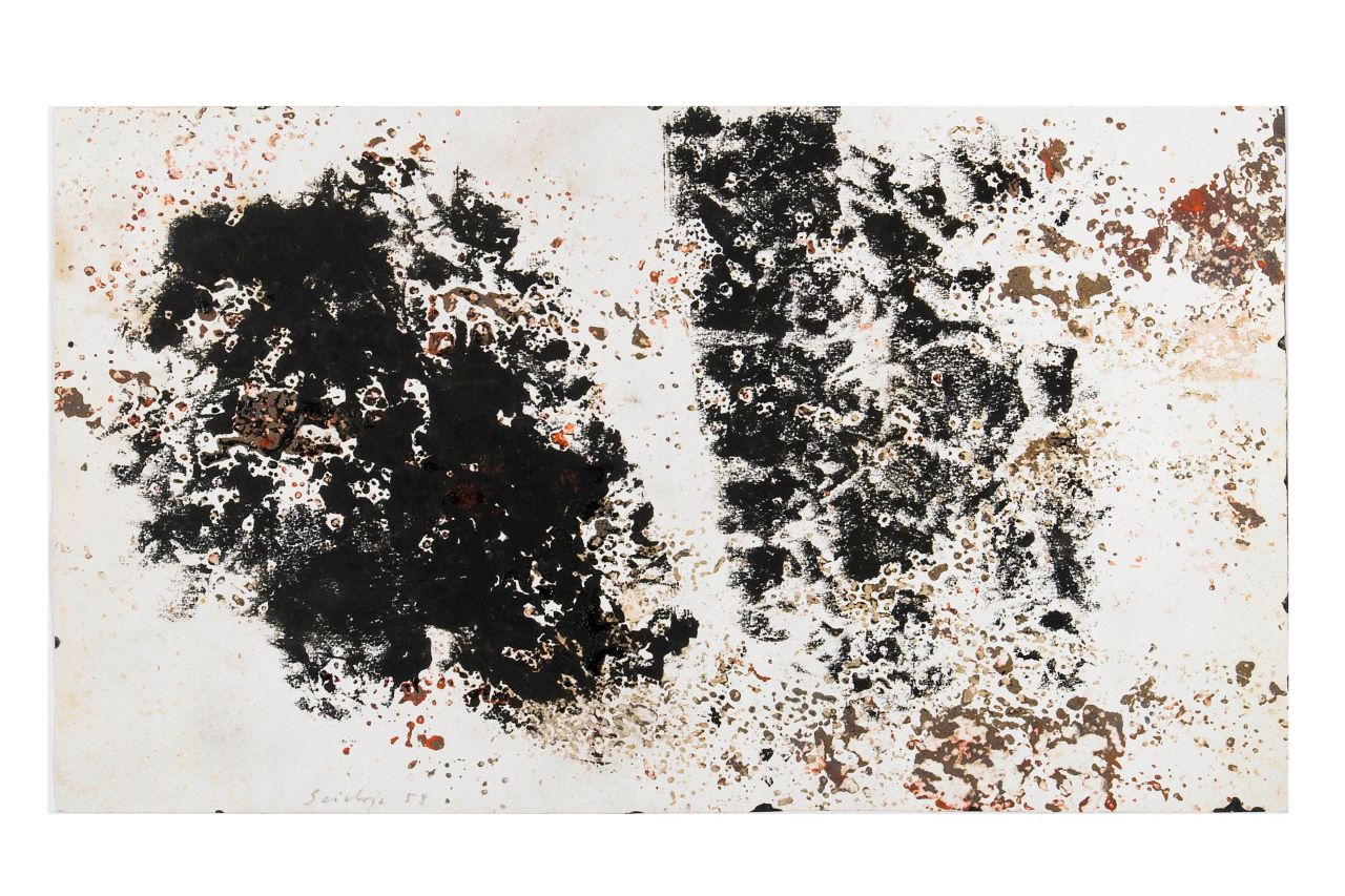 Senza titolo, composizione astratta (opera bidimensionale) di Scialoja Toti (Sec. XX)