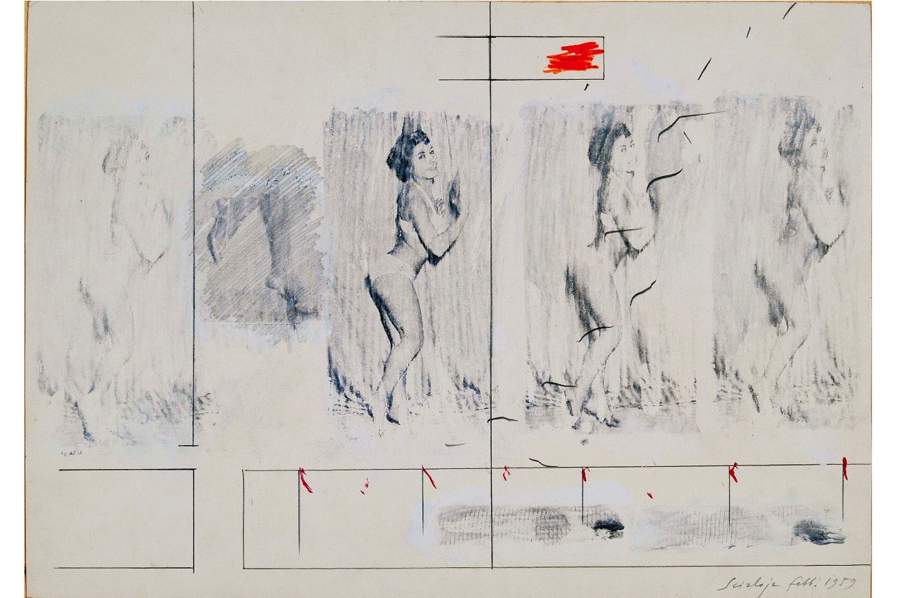 Senza titolo, composizione astratta (opera bidimensionale) di Scialoja Toti (Sec. XX)