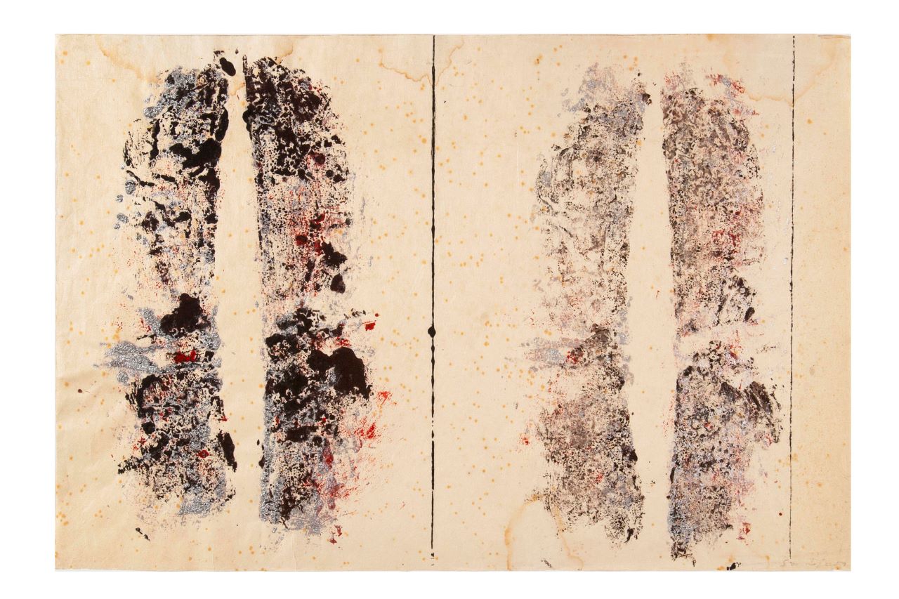 Senza titolo, composizione astratta (opera bidimensionale) di Scialoja Toti (Sec. XX)