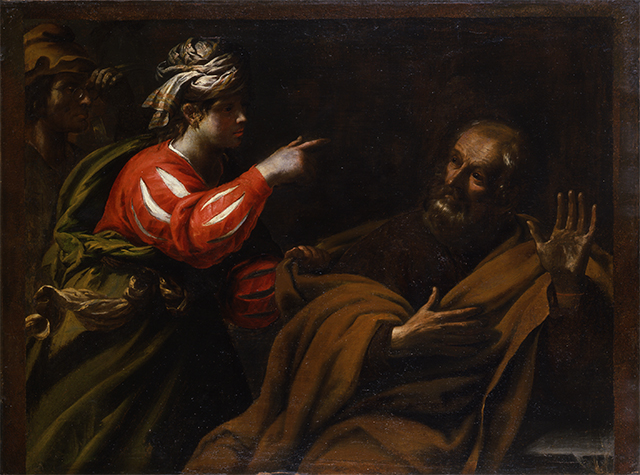 San Pietro rinnega Cristo (dipinto, opera isolata) di Carlone Giovanni Battista (attribuito) - ambito genovese (anni venti XVII)