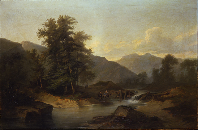 Paesaggio fluviale (dipinto, opera isolata) di Corsi di Bognasco Giacinto - ambito torinese (metà XIX)