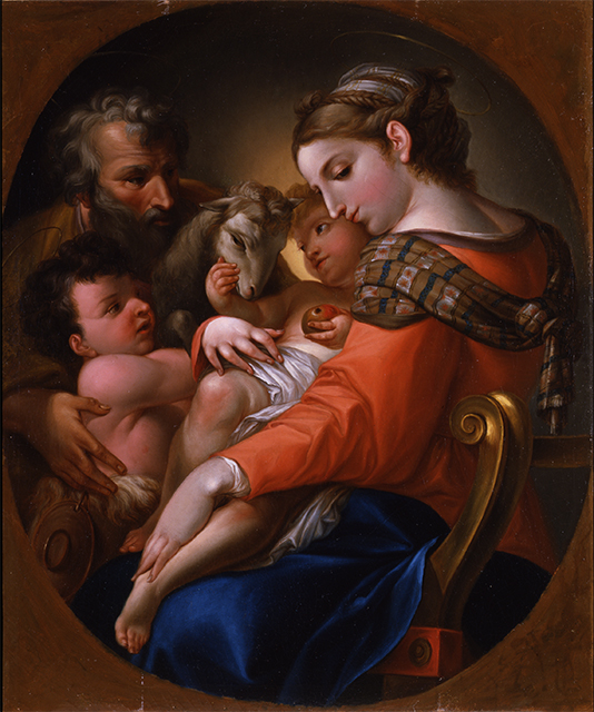 Sacra Famiglia con San Giovannino (dipinto, opera isolata) di Ratti Carlo Giuseppe (attribuito) - ambito ligure (anni ottanta XVIII)