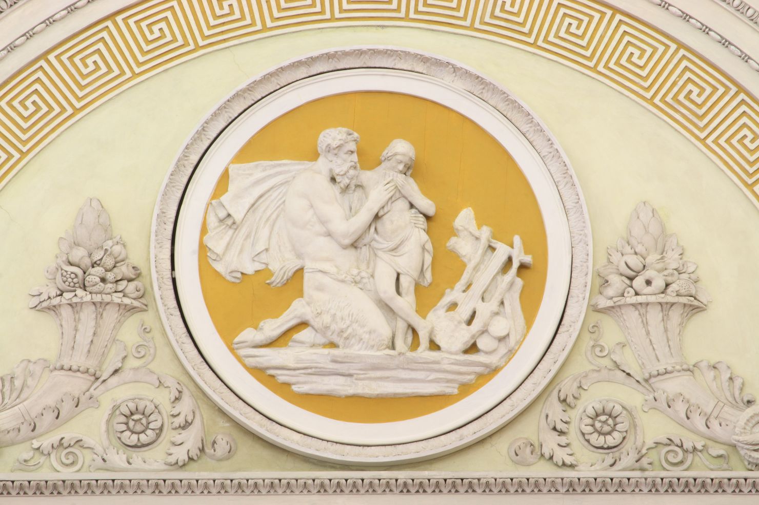 Pan e Dafni - Cloe (?) e satirello (decorazione plastica, coppia) di Varni Santo (metà XIX)