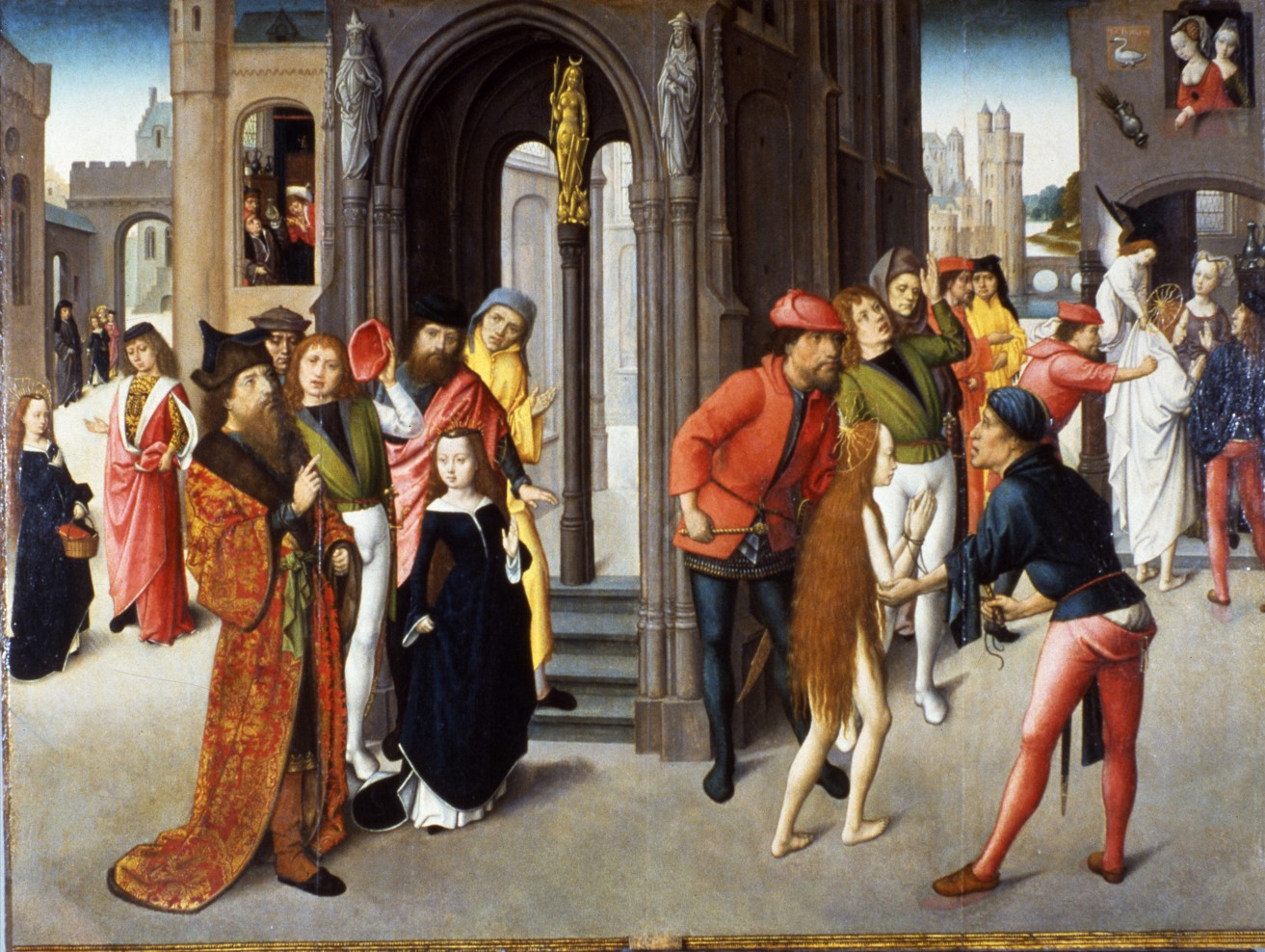 Storie di sant'Agnese/ san Sebastiano e sant'Orsola (trittico, frammento) - ambito olandese (ultimo quarto XV)