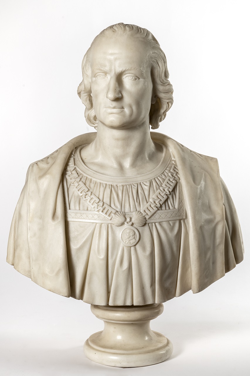 Ritratto di Cristoforo Colombo (busto, opera isolata) di Vignolo Agostino (anni sessanta XIX)
