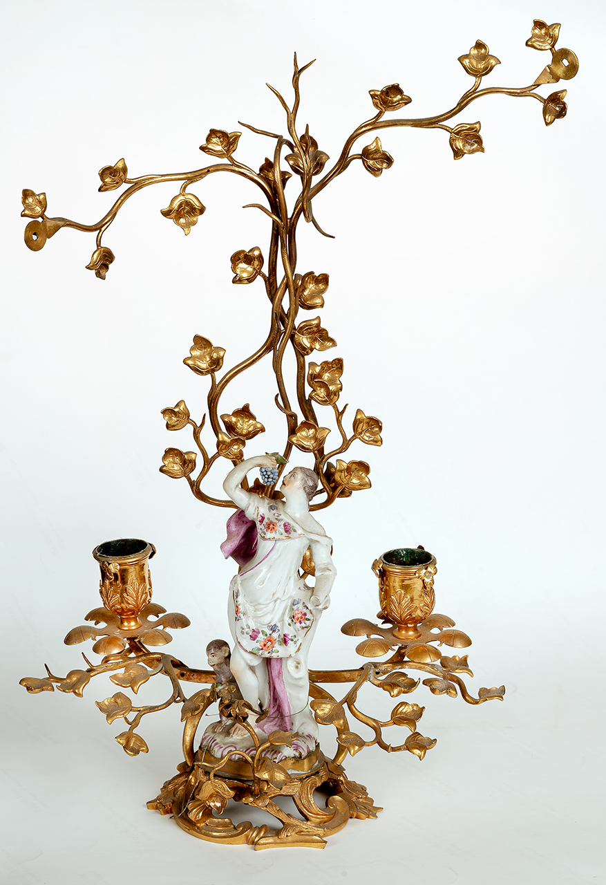 candelabro - a statuetta, opera isolata - manifattura di Meissen (XIX)