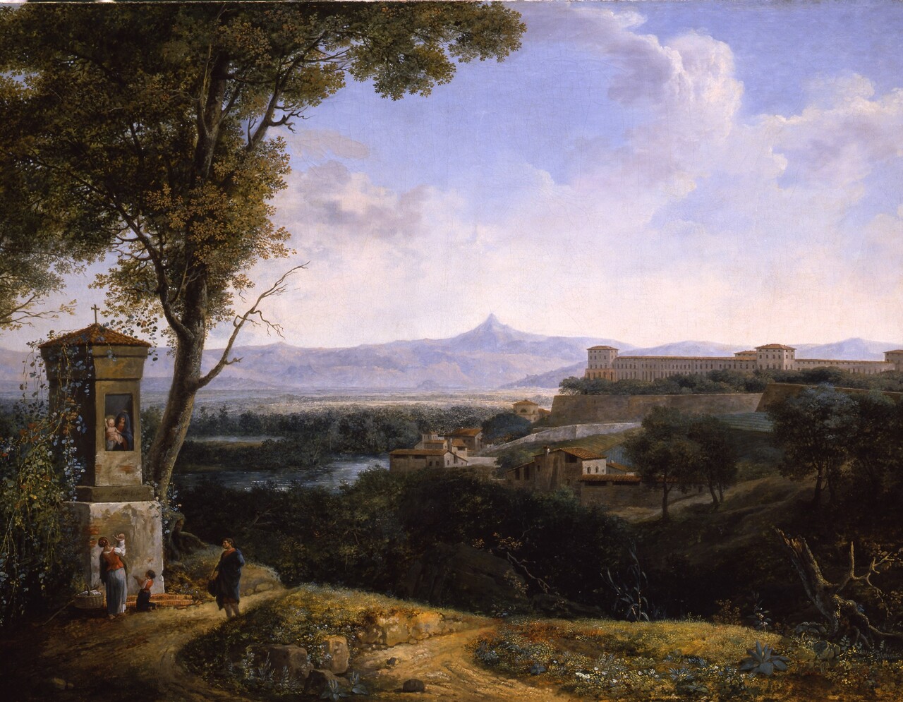 La campagna torinese con il castello di Moncalieri (dipinto, opera isolata) di Van Loo Cesar (fine XVIII)