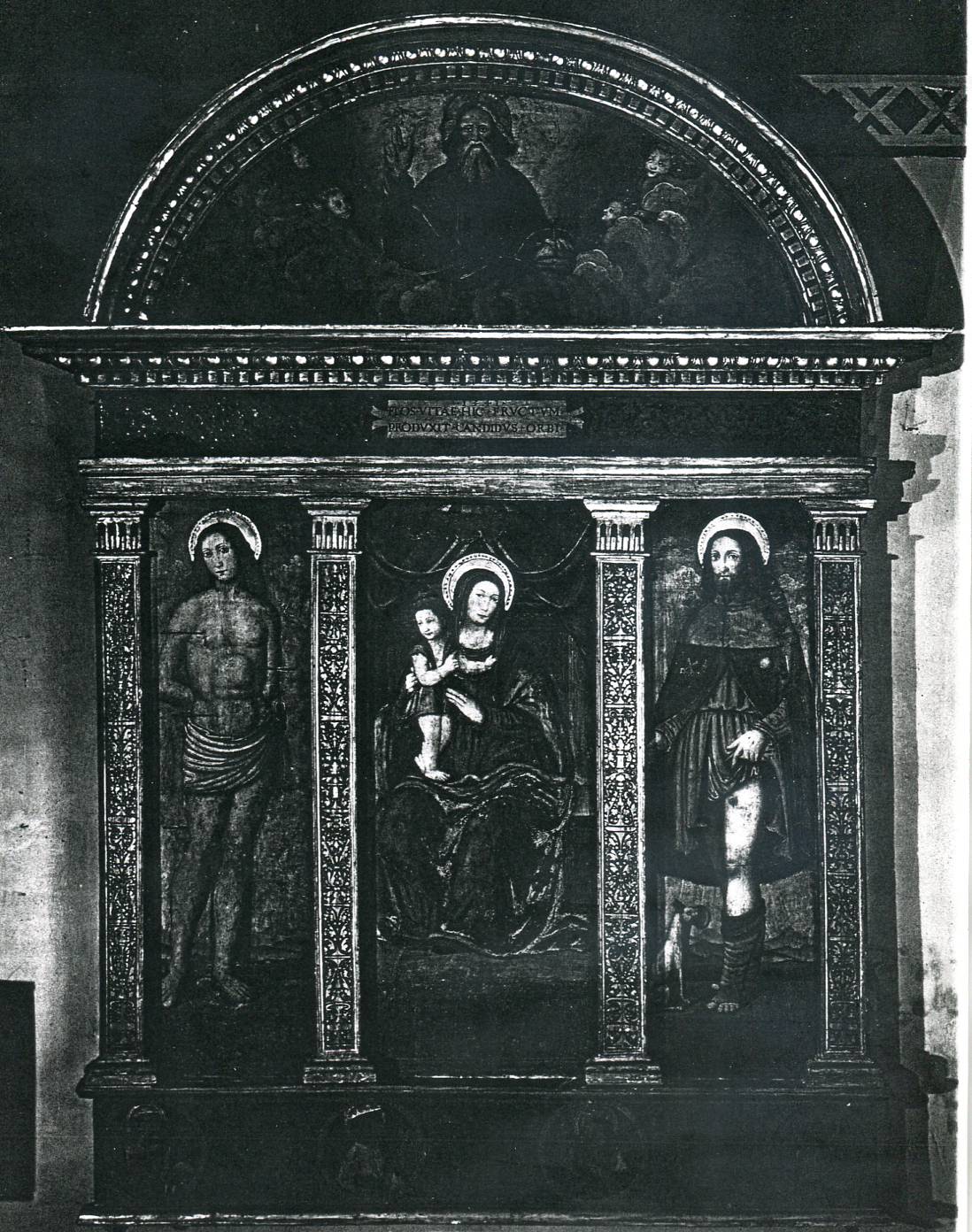 Madonna con Bambino e San Sebastiano e San Rocco (dipinto, opera isolata) - ambito italiano (sec. XVI)