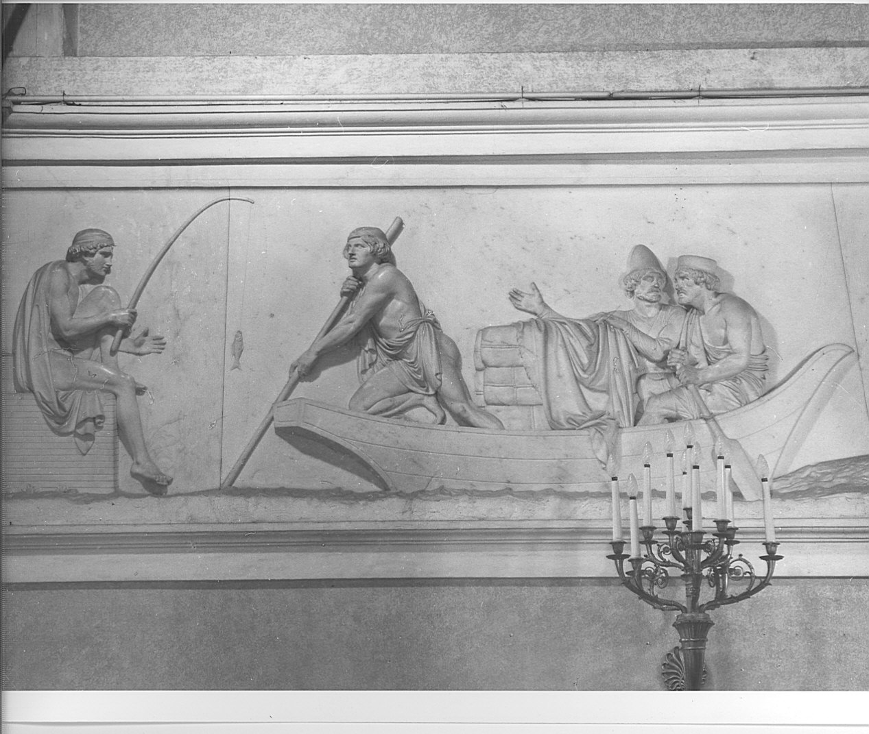 pescatore e navicella sull'Eufrate (rilievo, elemento d'insieme) di Thorvaldsen Bertel (sec. XIX)