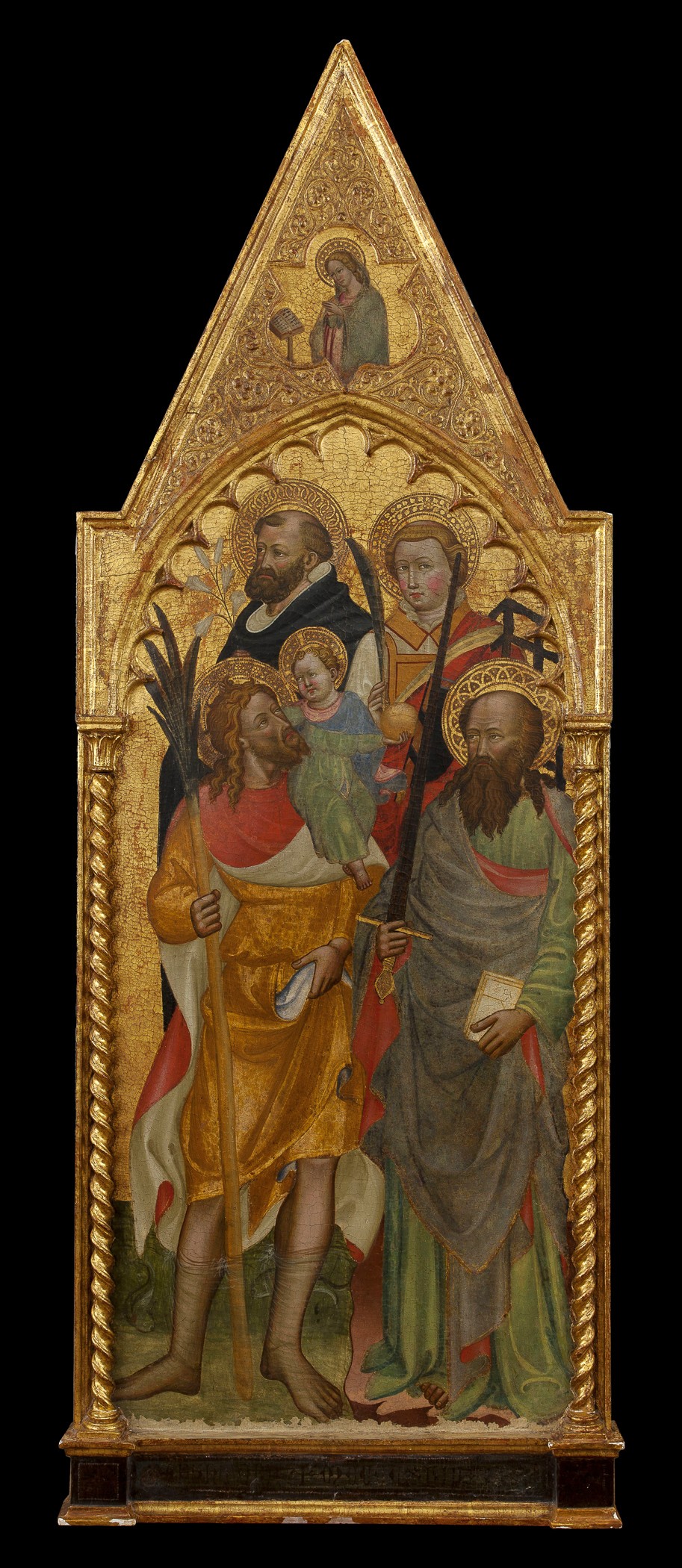 San Cristoforo, San Paolo, San Bernardino da Siena, San Lorenzo e l'Annunciata (dipinto, opera isolata) di Scolaio di Giovanni (sec. XIII)