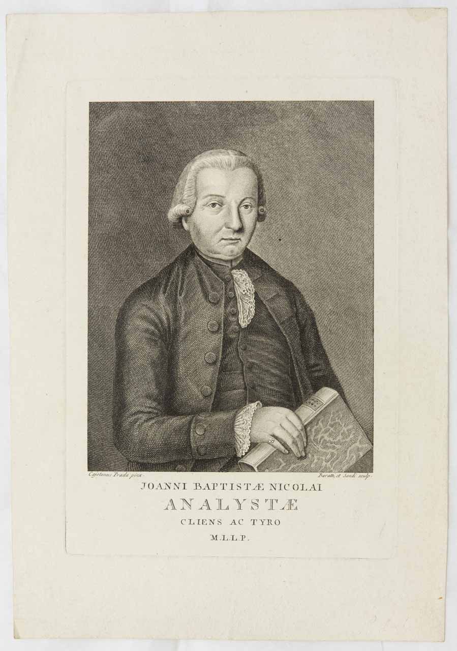 Ritratto di Giovanni Battista Nicolai (stampa) di Baratti Antonio, Sandi Antonio, Prada Gaetano - ambito bellunese (sec. XVIII)