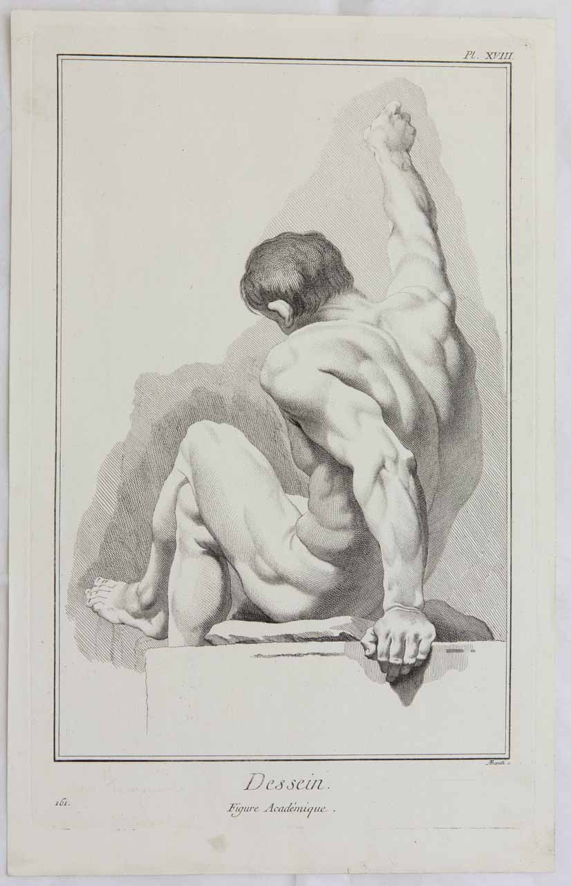 Studio accademico di nudo maschile (stampa) di Baratti Antonio - ambito bellunese (sec. XVIII)