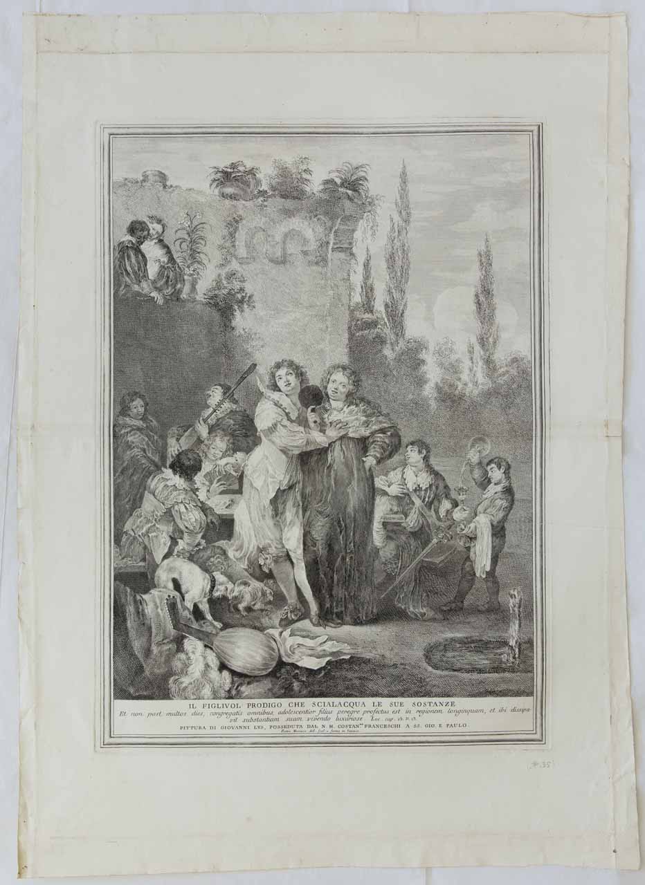 Figliol prodigo (stampa) di Monaco Pietro, Liss Johann - ambito bellunese (sec. XVIII)