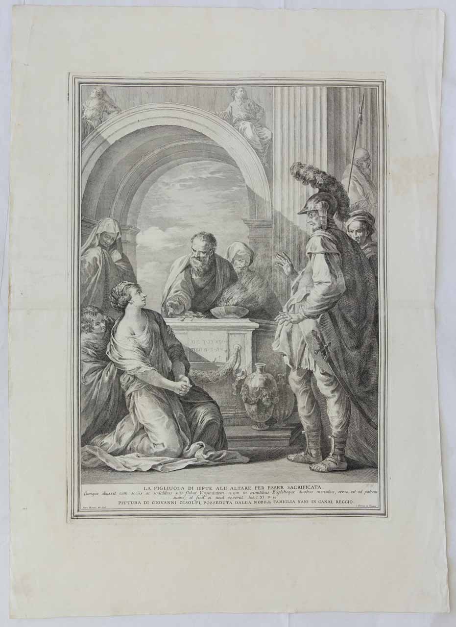 Sacrificio della figlia di Jefte (stampa) di Monaco Pietro, Gisolfi Giovanni - ambito bellunese (sec. XVIII)