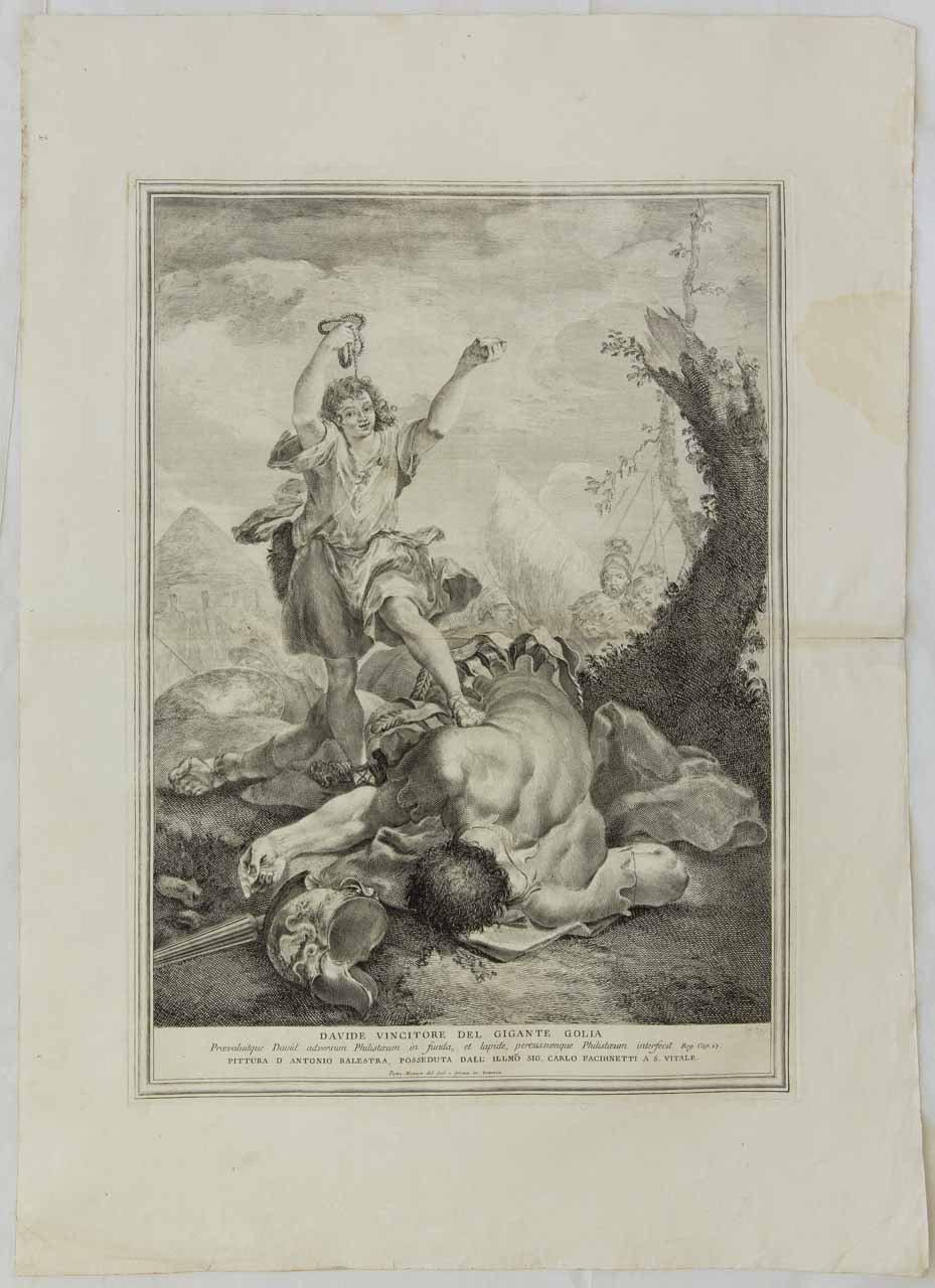 Davide e Golia (stampa) di Monaco Pietro, Balestra Antonio - ambito bellunese (sec. XVIII)